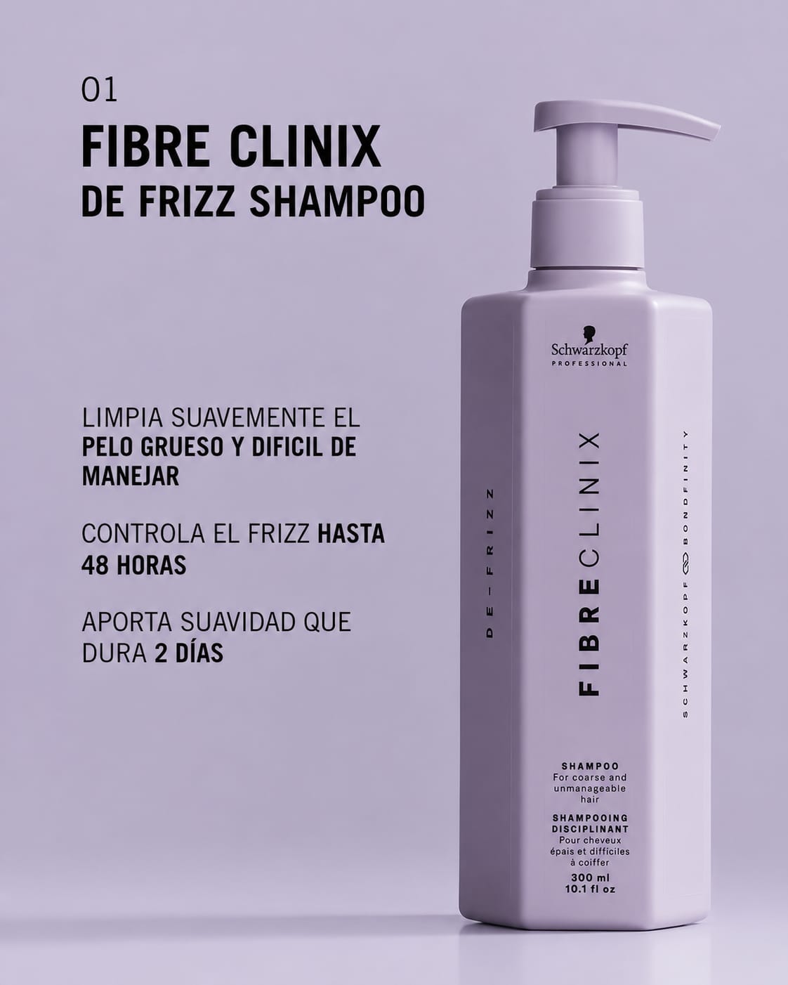 Shampoo Fibre Clinix De-Frizz para pelo grueso y dificil de manejar